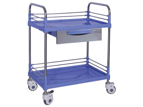 Hospital Utility Trolley 2 Shelves 1 Drawer