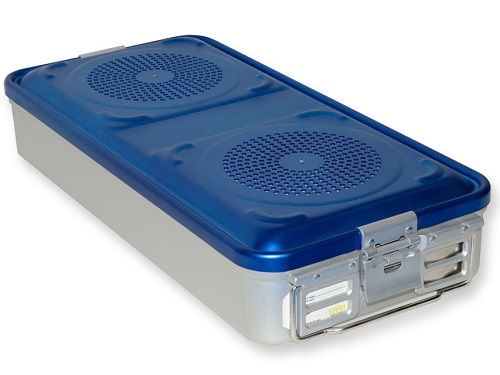 Blue Sterilization Container Large Four Filters Perforated