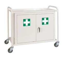 Fully Welded 2-tier Steel Trolley with Full Area Cupboard