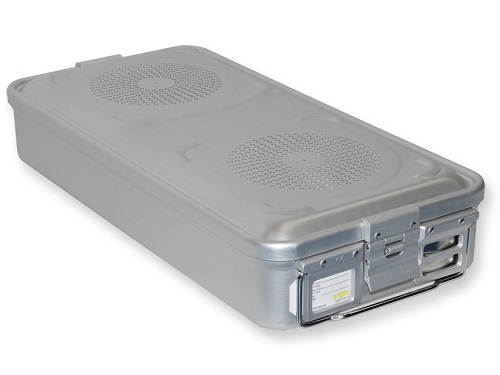 Grey Sterilization Container Large Non Perforated  With Filter