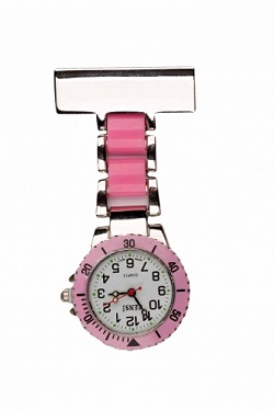Metal Nurses Fob Watch in Pink and Silver