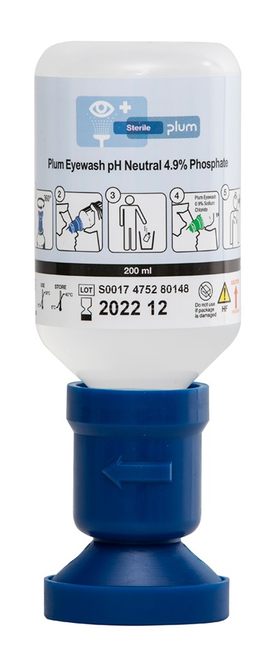 Sterile Eyewash 200ml Phosphate Eyecup Blue