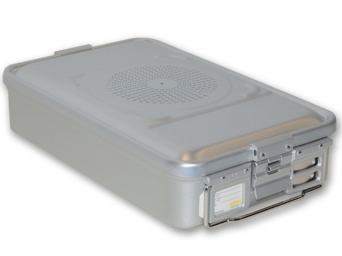 Grey Sterilization Container  Medium Non Perforated With Filter