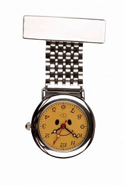 Traditional Metal Nurses Fob Watch with Smiley Face Dial