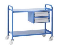 2 Tier Steel  Medical Trolley with Double Drawers