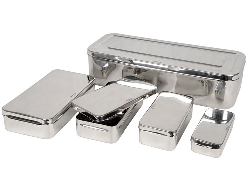 OdontoMed2011 Stainless Steel Instrument Tray - 25x12x5 Cm Perforated Dental Tool Box