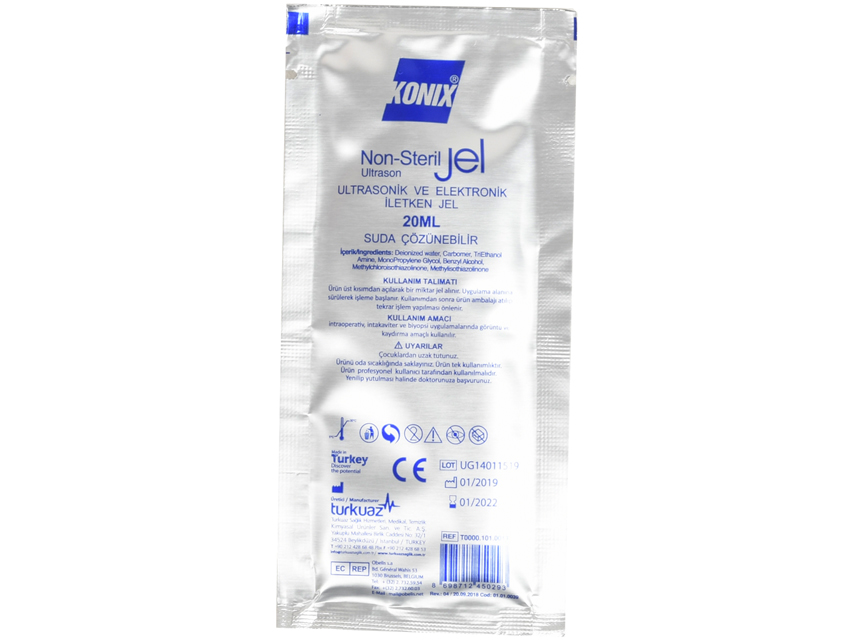 Sterile Ultrasound Gel Sachet 20 ml - transparent box of 48
